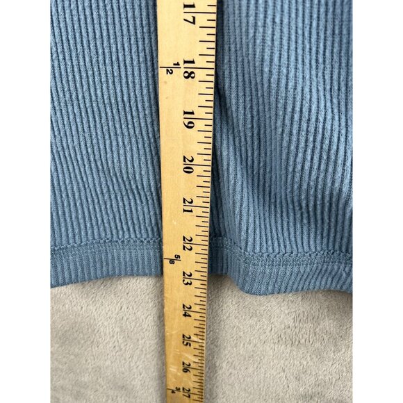 Free People Juicy Ribbed Dusty Blue Cowl Neck Sweater Loose Fit Small - Picture 8 of 14